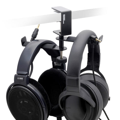 ADV. Dual Suspension Headphone Hanger Table Desk Mount Black #color_black