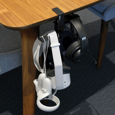 ADV. Dual Suspension Headphone Hanger Table Desk Mount Black #color_black