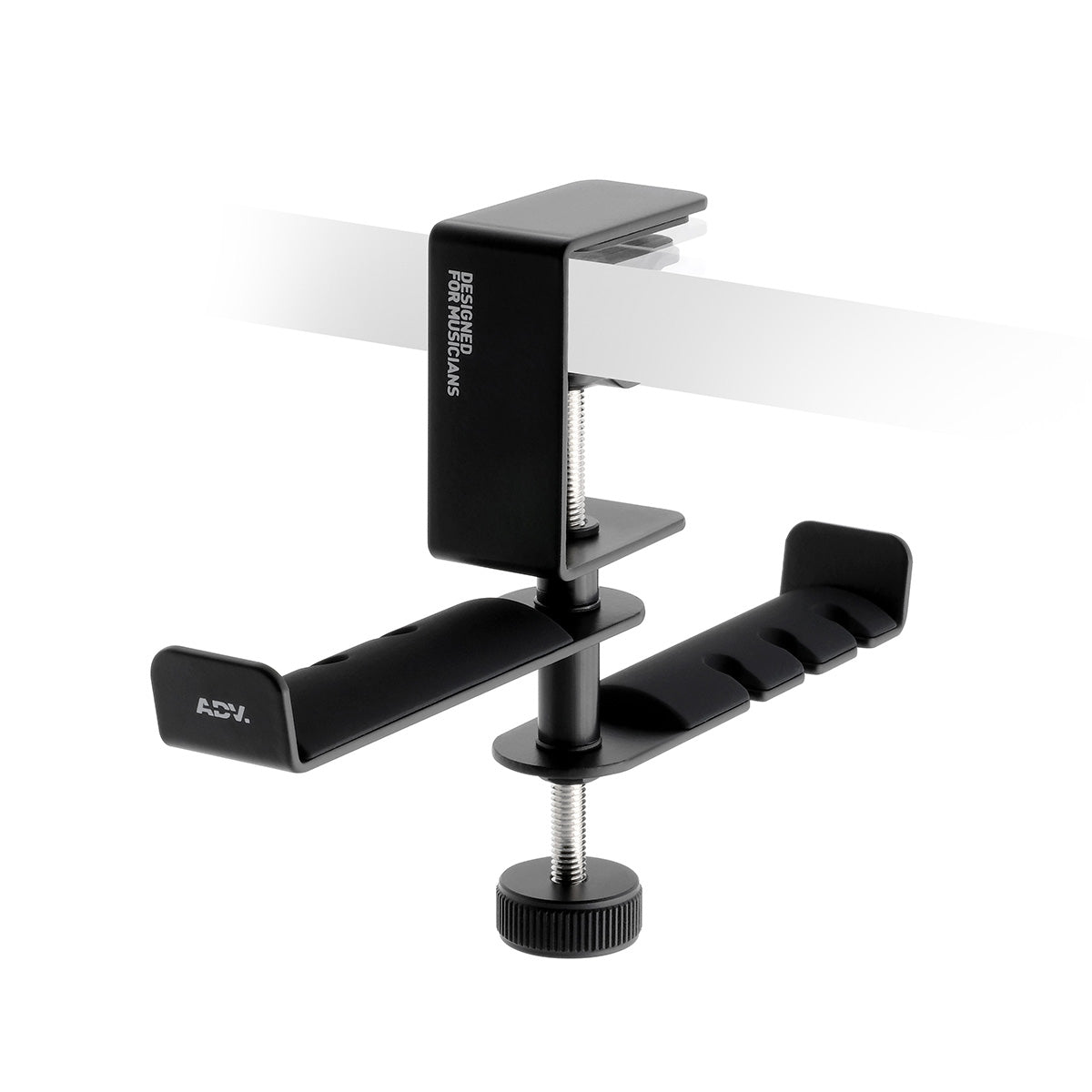 ADV. Dual Suspension Headphone Hanger Table Desk Mount Black #color_black