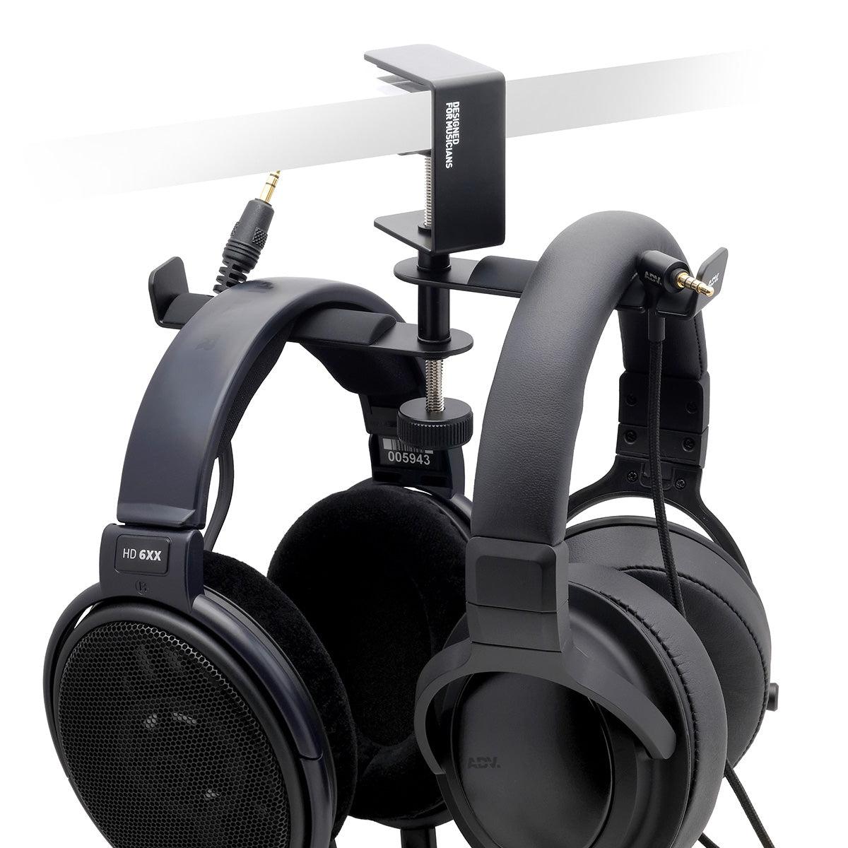 ADV. Dual Suspension Headphone Hanger Table Desk Mount Black #color_black