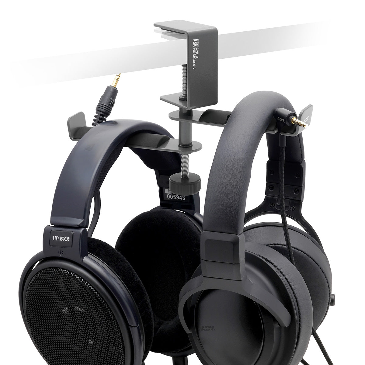 ADV. Dual Suspension Headphone Hanger Table Desk Mount Grey #color_grey
