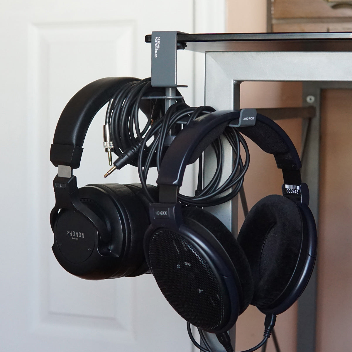 ADV. Dual Suspension Headphone Hanger Table Desk Mount Grey #color_grey